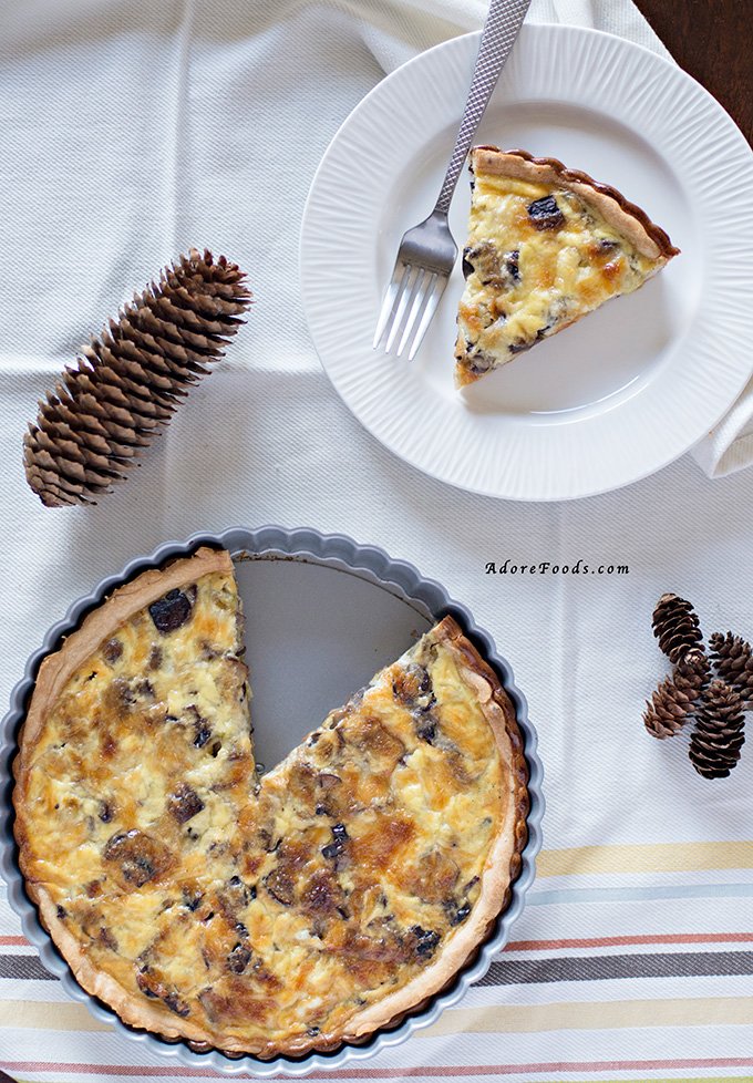 Mushroom and zucchini quiche recipe